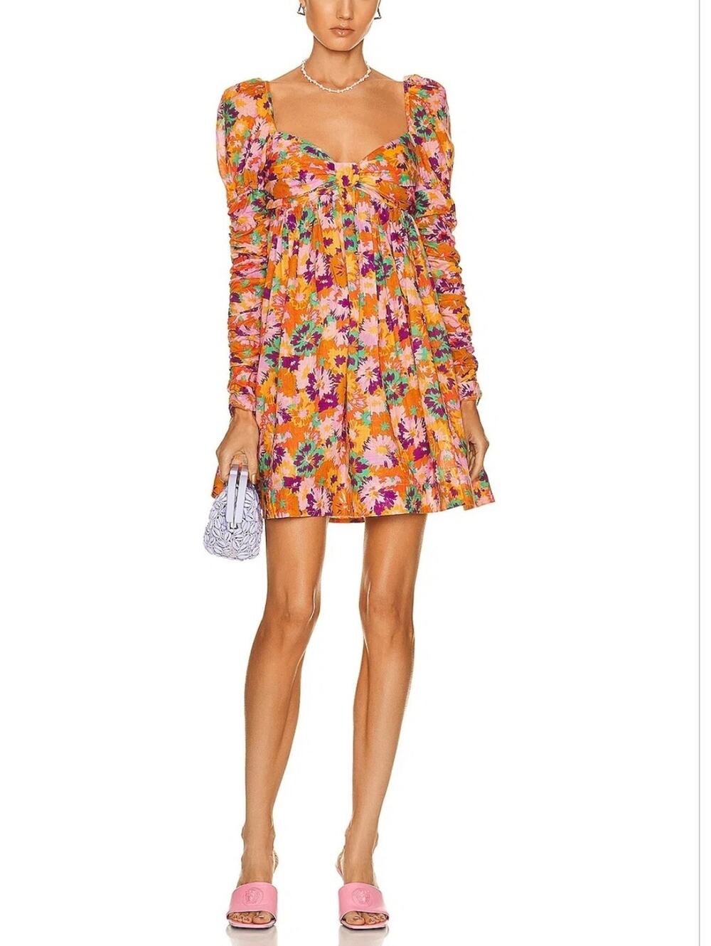 Zimmerman Violet Twist Front Mini Dress in Mustard Summer Swim 2022 Collection